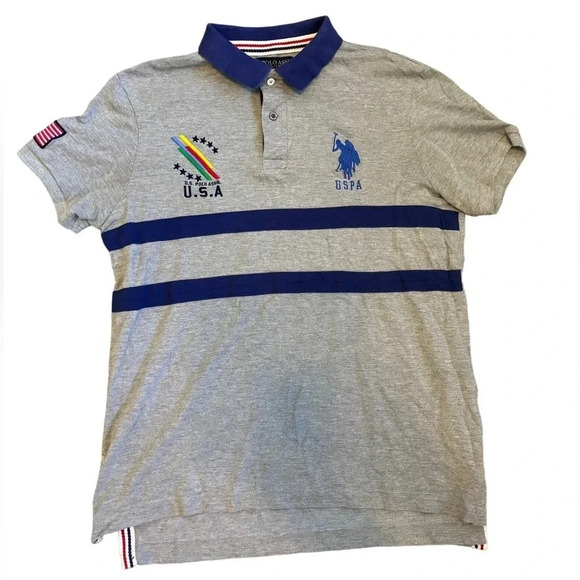 US Polo Assn Ralph Lauren Color Block Embroidered 2 Button Polo Size Large - Picture 1 of 7